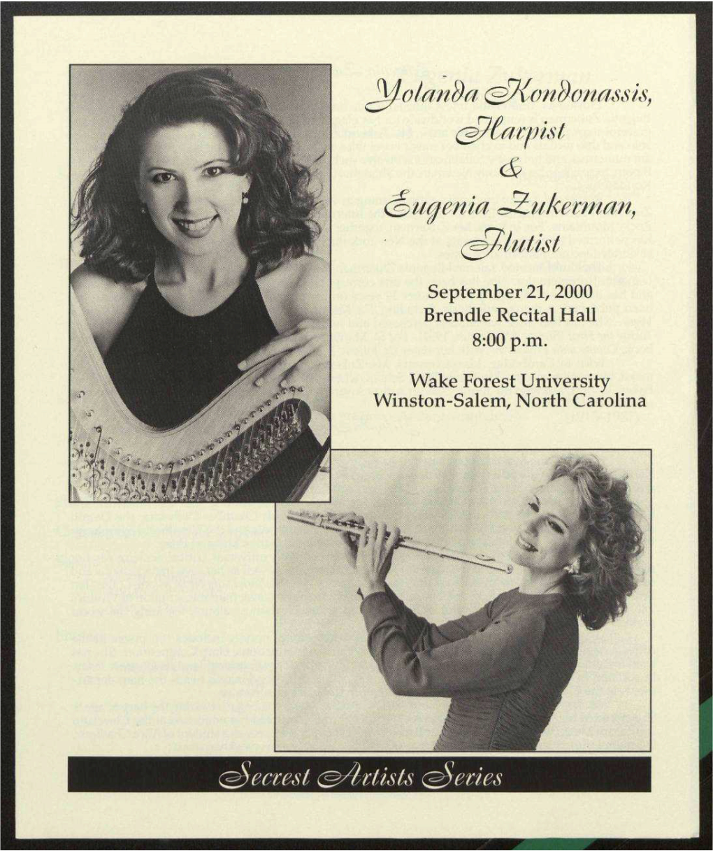 2000 Yolanda Kondonassis and Eugenia Zukerman Event Program