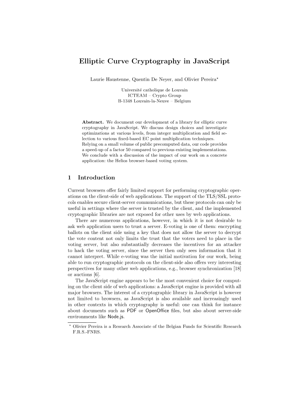 Elliptic Curve Cryptography in Javascript