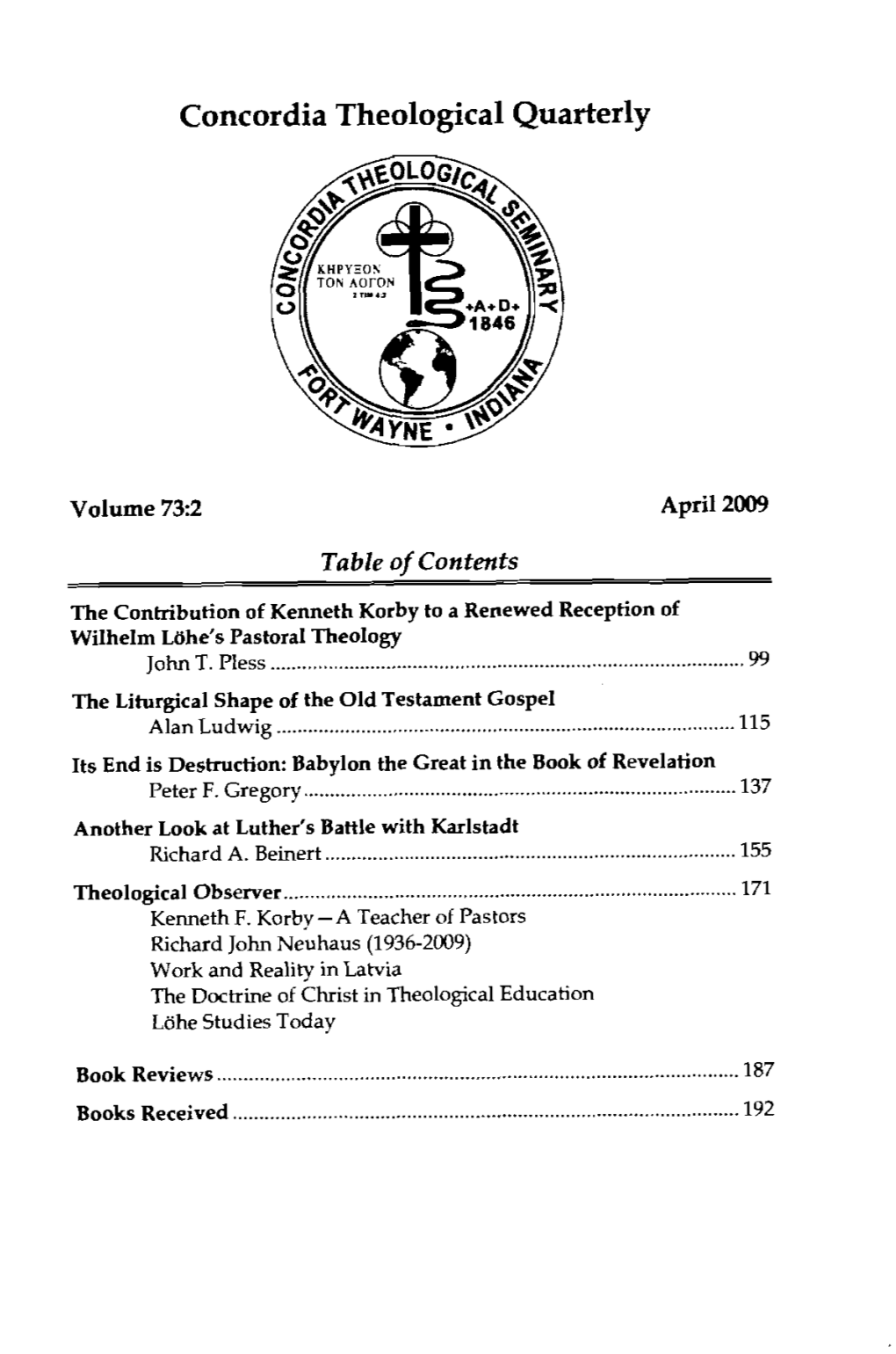 Concordia Theological Quarterly