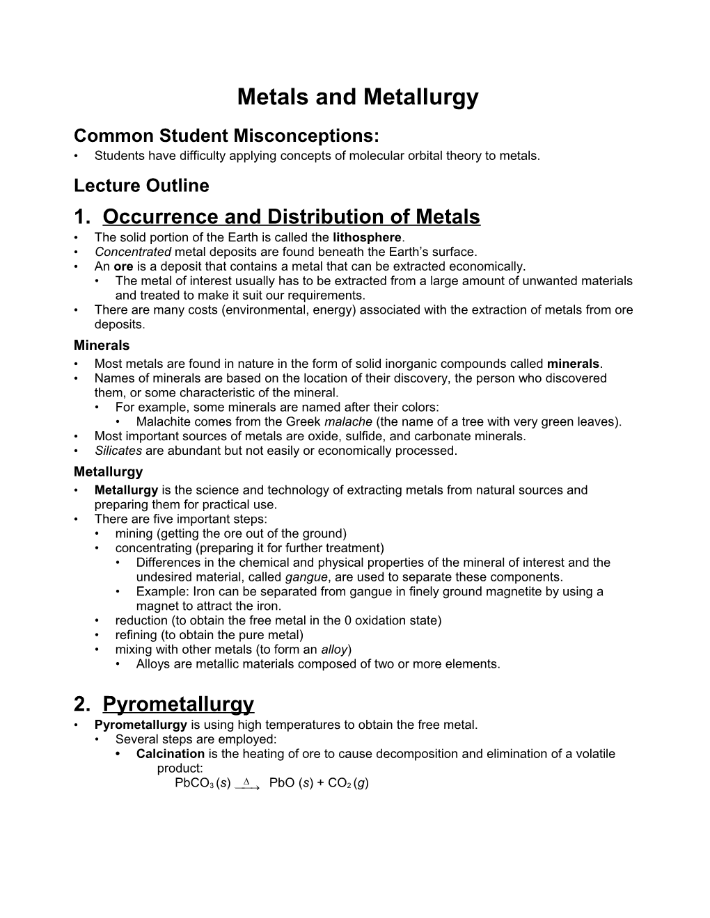 Metals and Metallurgy