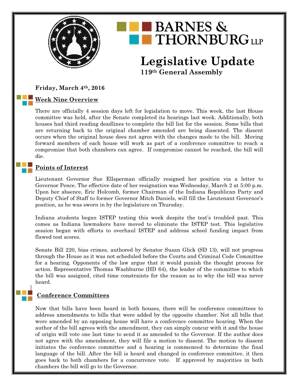 Legislative Update 119Th General Assembly