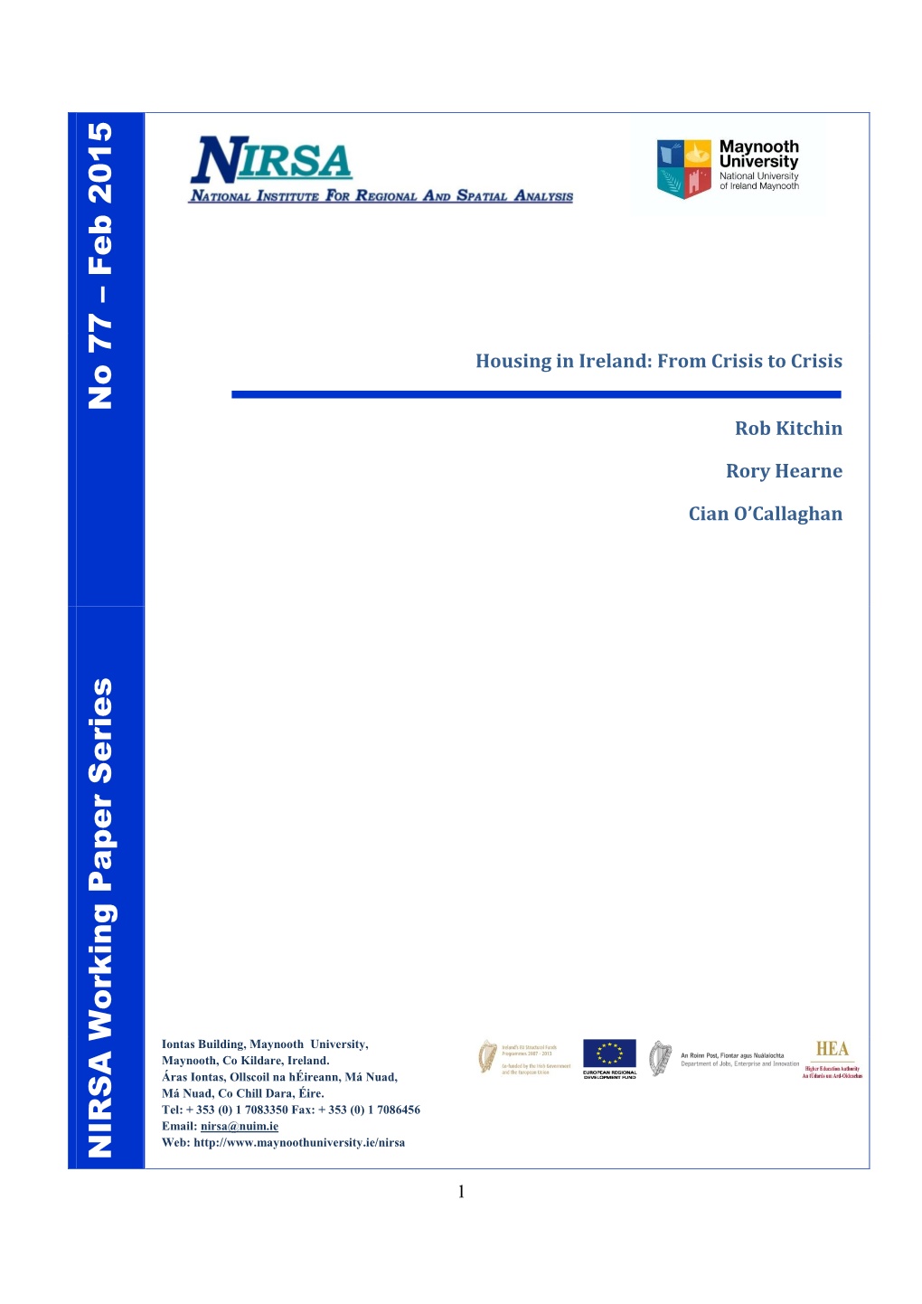 Housing in Ireland: from Crisis to Crisis