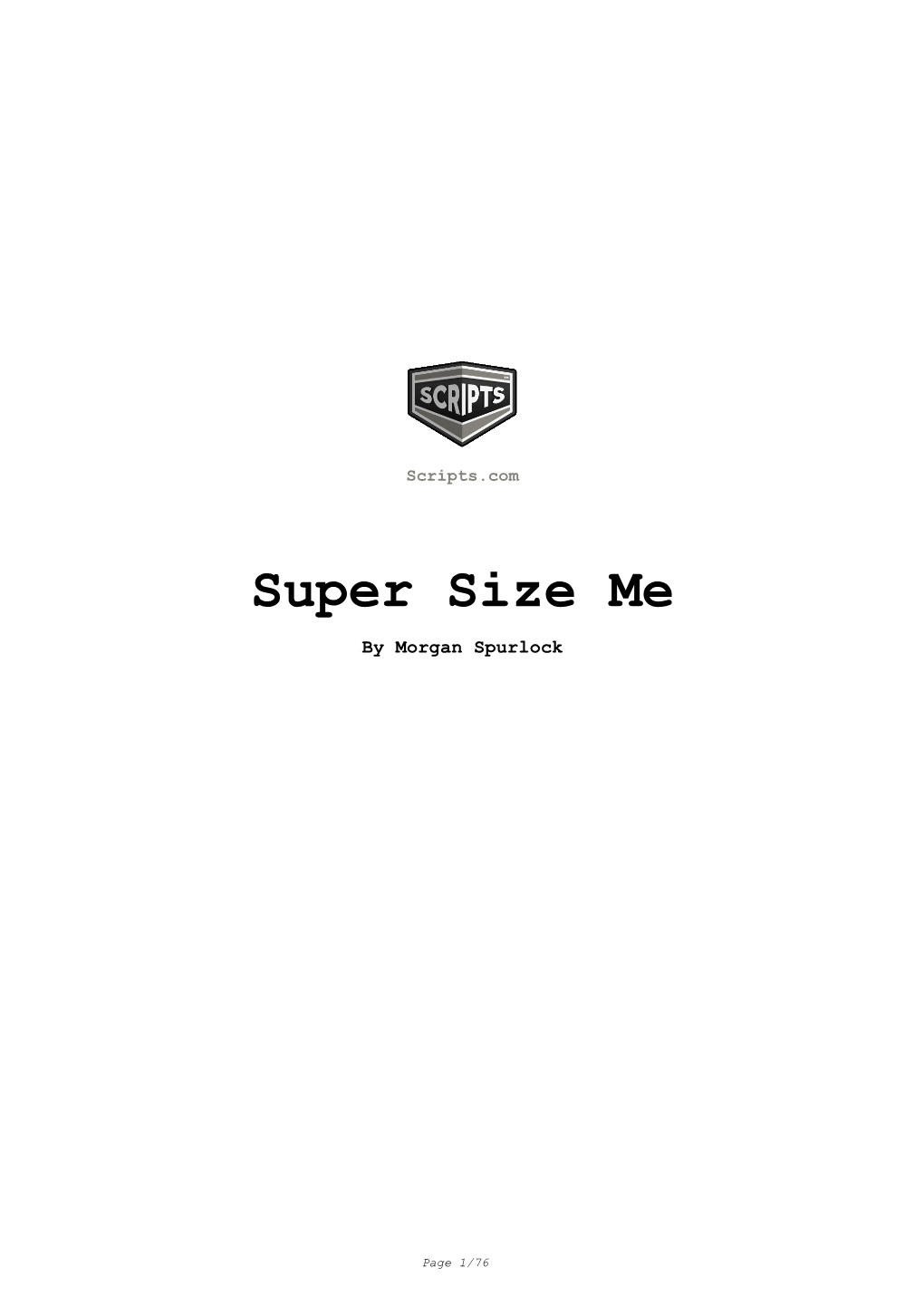 Super Size Me Movie Script in PDF Format