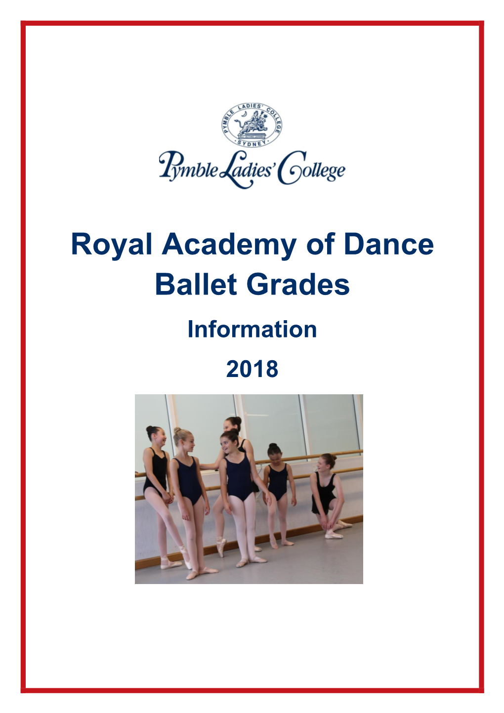 Royal Academy of Dance Ballet Grades Information 2018