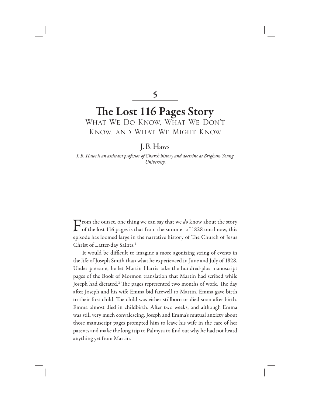 The Lost 116 Pages Story