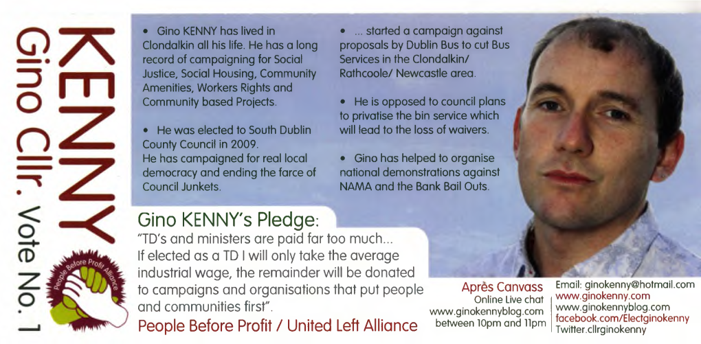 Gino KENNY's Pledge: "TD's and Ministers Are Paid Far Too Much