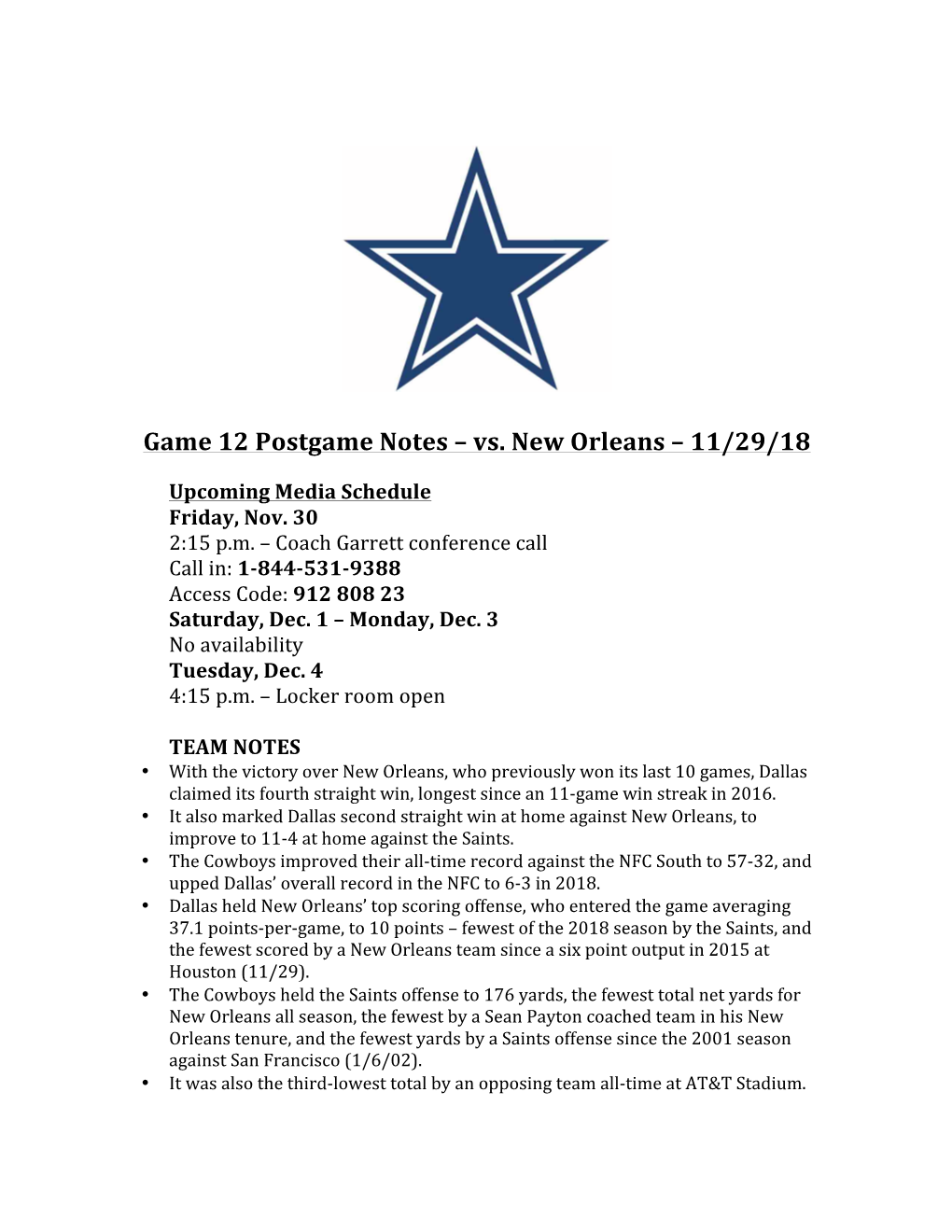 Game 12 Postgame Notes – Vs