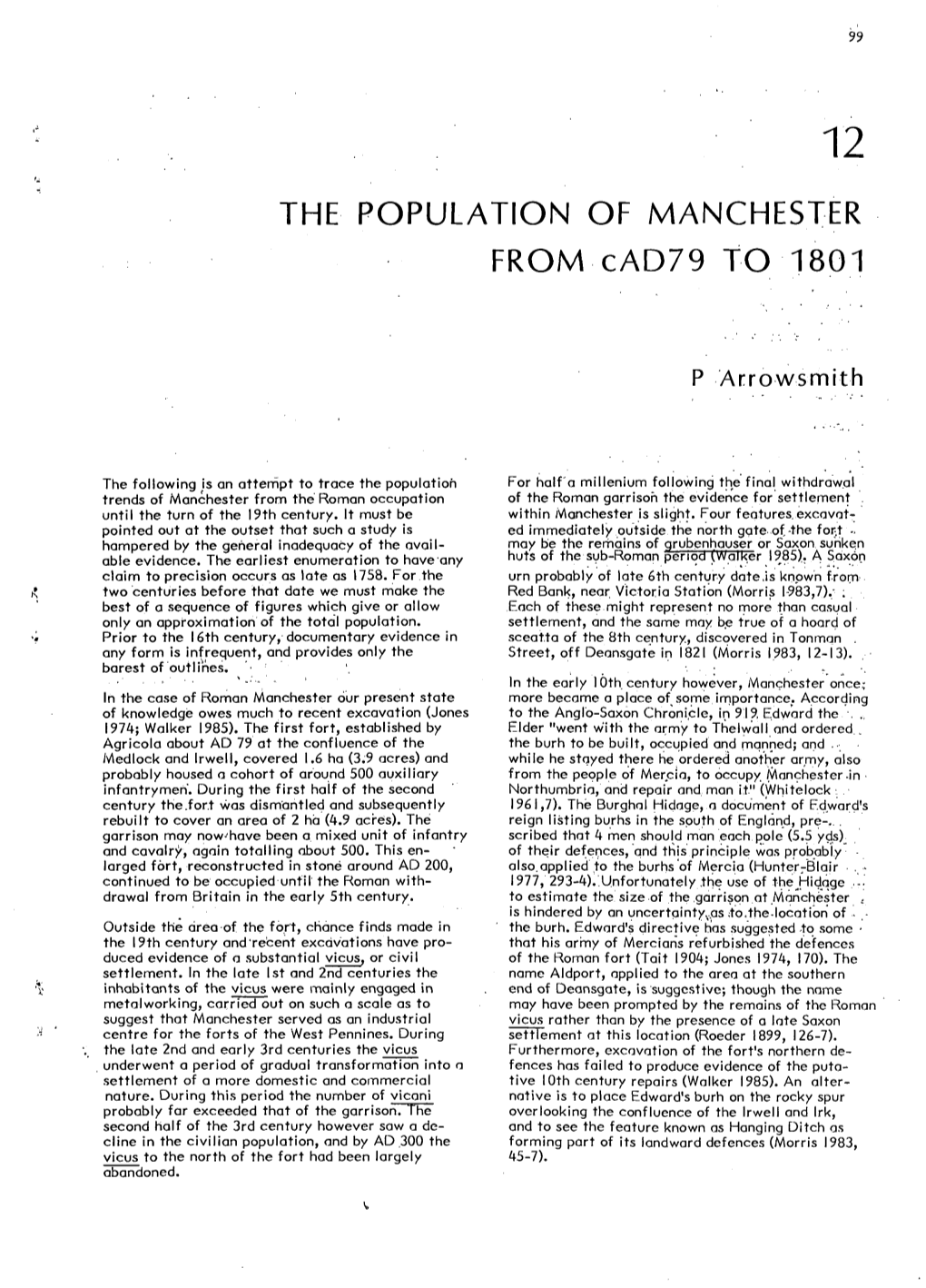 The Population of Manchester from Cad79 to 1801