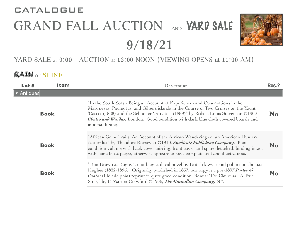 Grand Fall Auction and Yard Sale