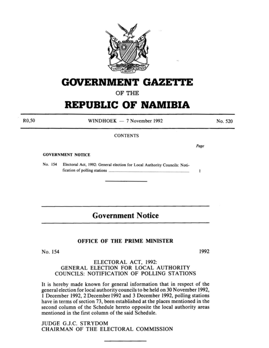 Government Gaze'i.I'e Republic of Namibia