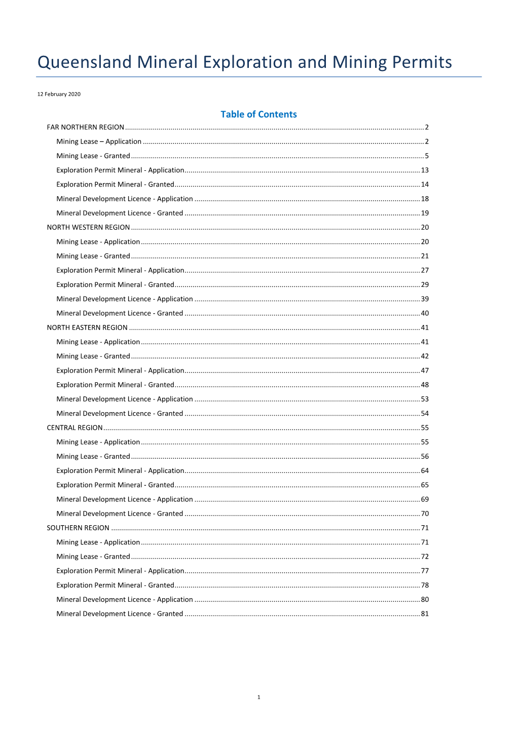 Queensland Mineral Exploration and Mining Permits