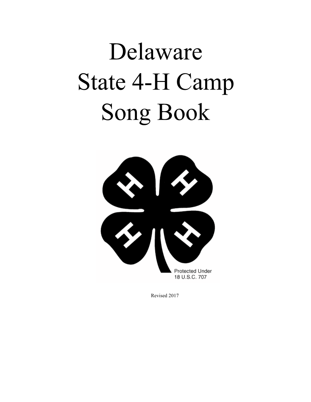 Delaware State 4-H Camp Song Book