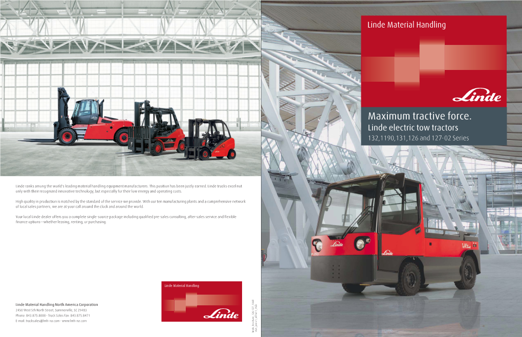 Maximum Tractive Force. Linde Electric Tow Tractors 132,1190,131,126 and 127-02 Series