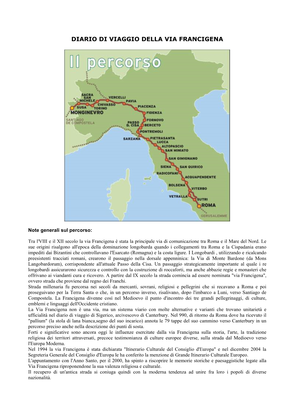 Diario Di Viaggio Della Via Francigena