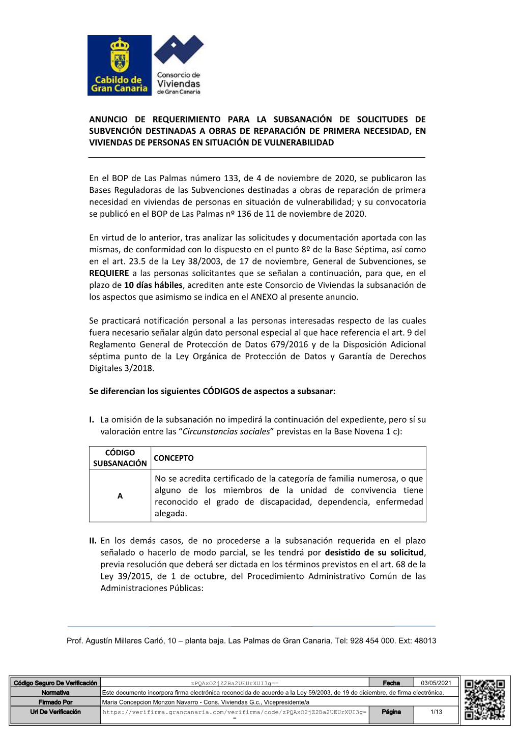 Subsanación Solicitudes Subvención Destinadas a Obras De Reparación