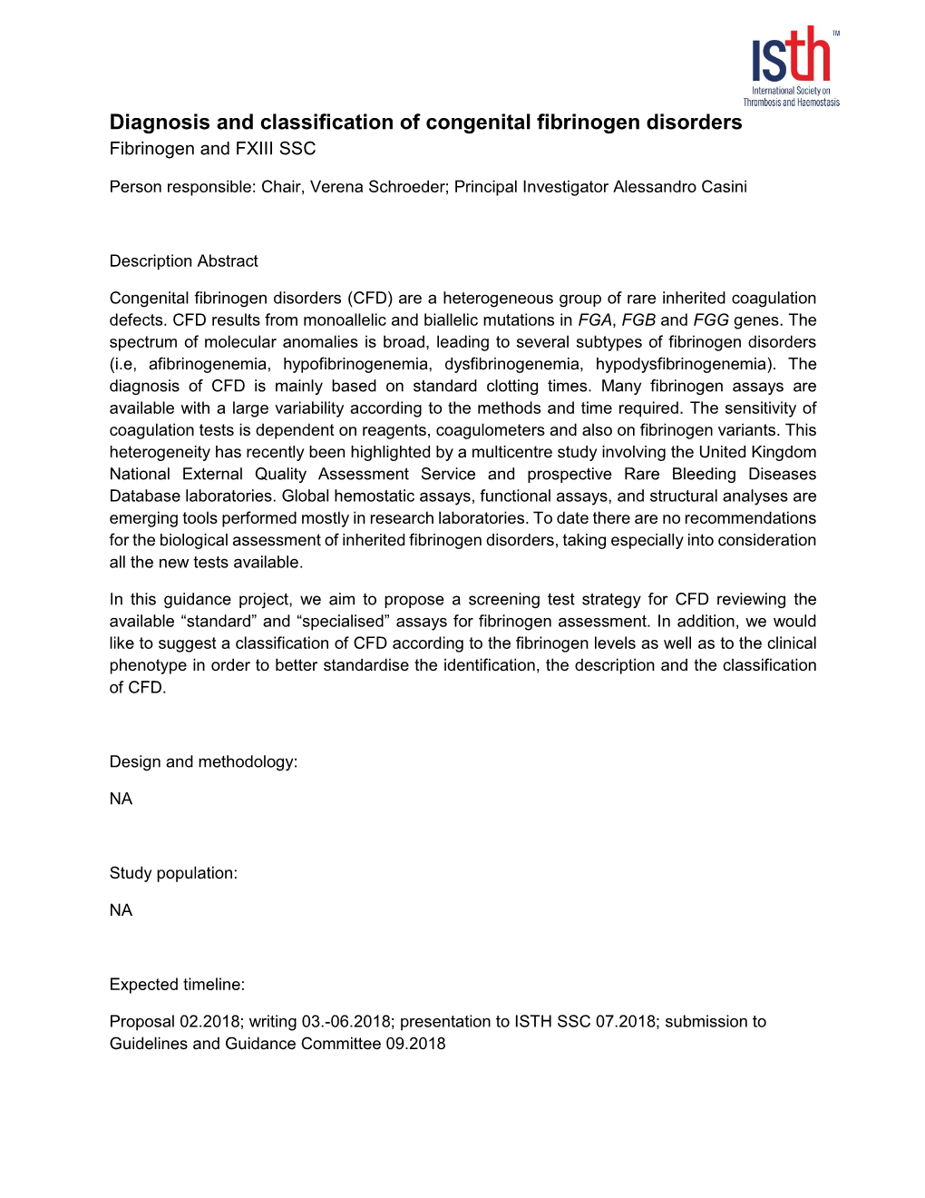 Diagnosis and Classification of Congenital Fibrinogen Disorders Fibrinogen and FXIII SSC