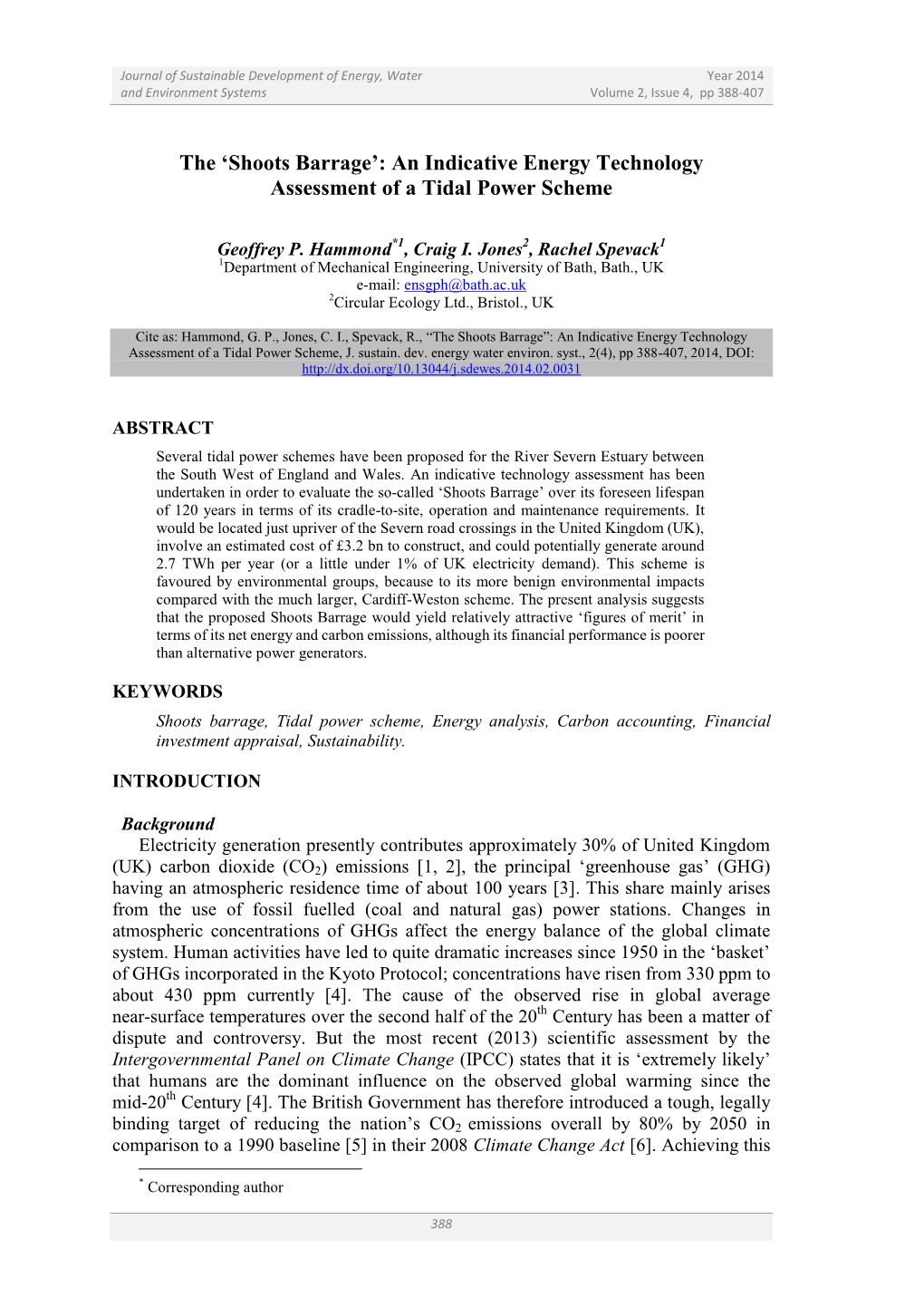 The 'Shoots Barrage': an Indicative Energy Technology Assessment Of