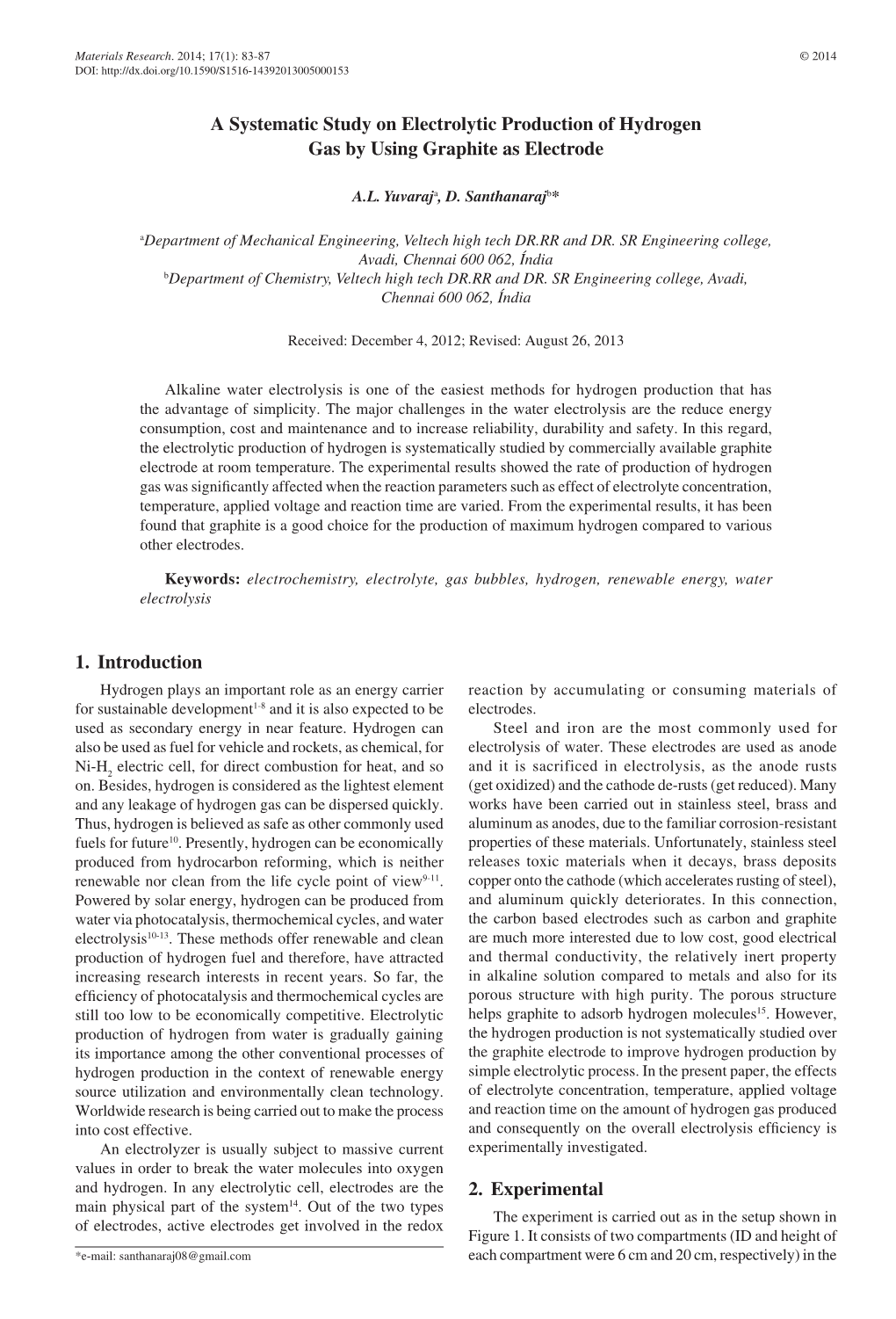 A Systematic Study on Electrolytic Production of Hydrogen Gas by Using Graphite As Electrode