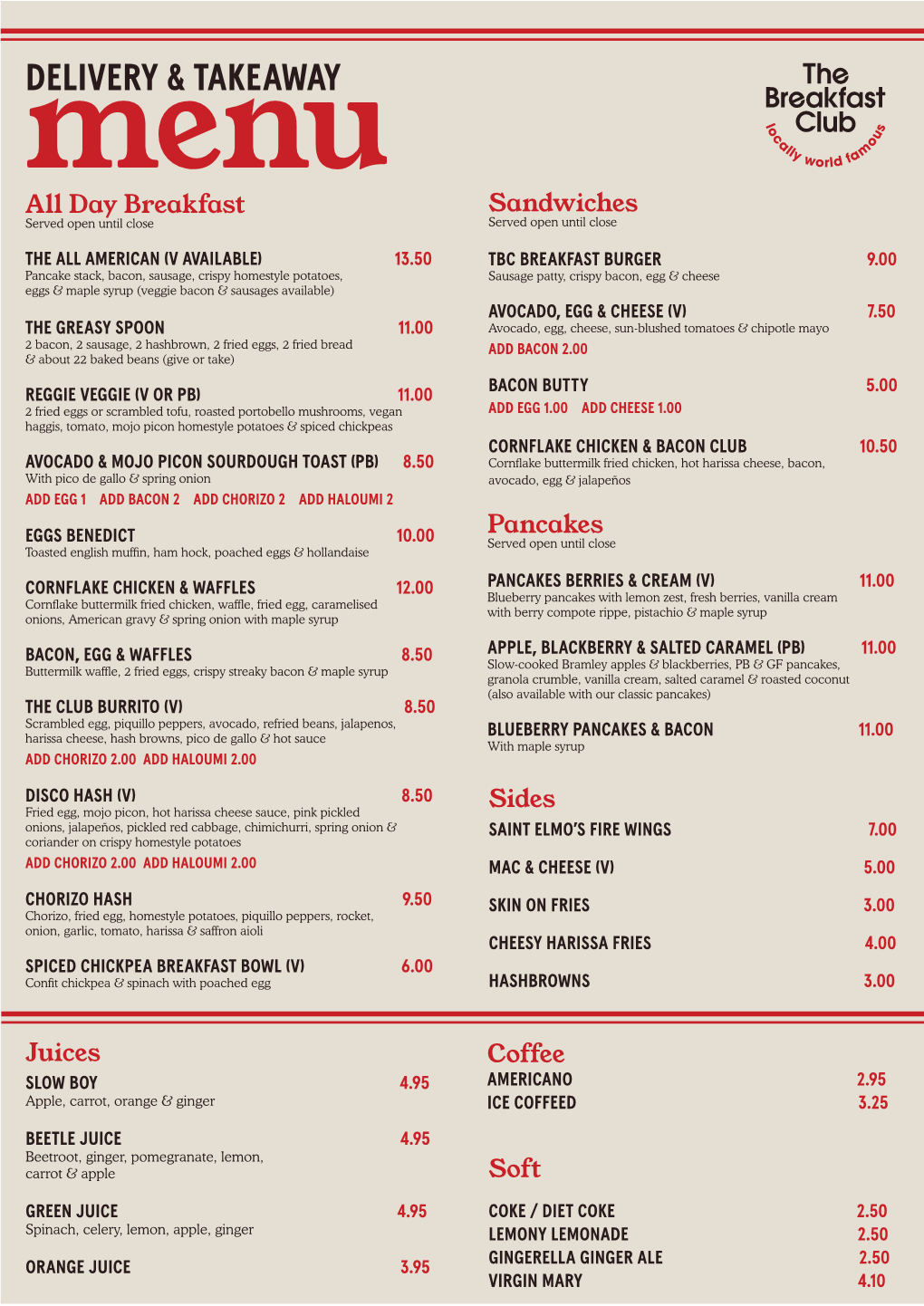 Deliveroo Menu December