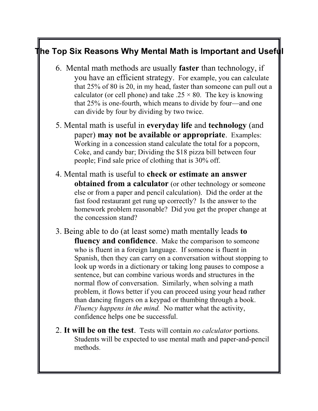 The Top Six Reasons Why Mental Math Is Important and Useful