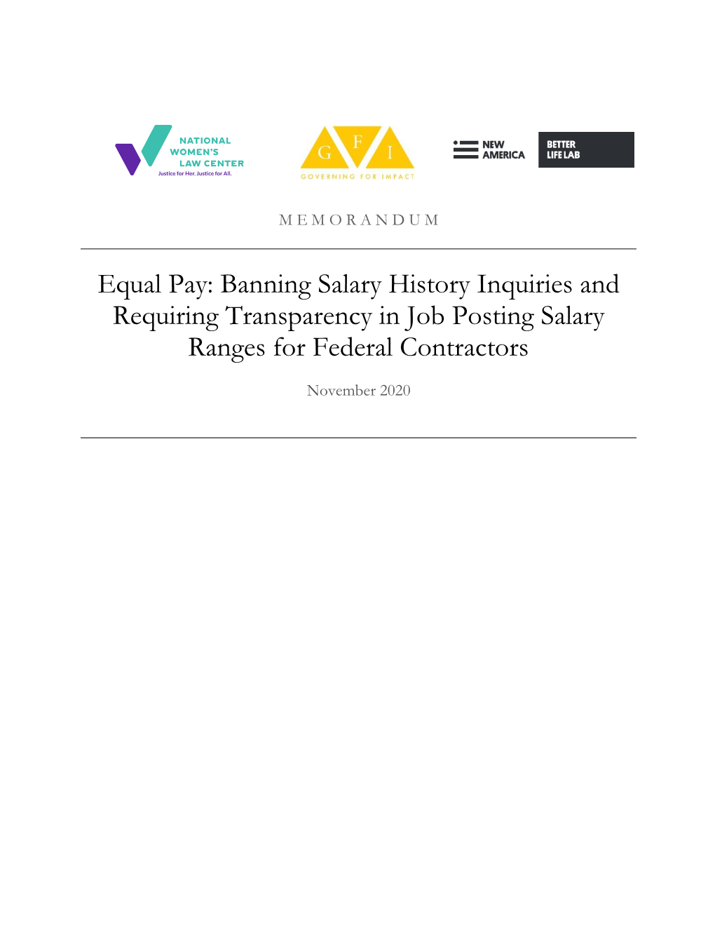 Equal Pay: Banning Salary History Inquiries and Requiring Transparency in Job Posting Salary Ranges for Federal Contractors