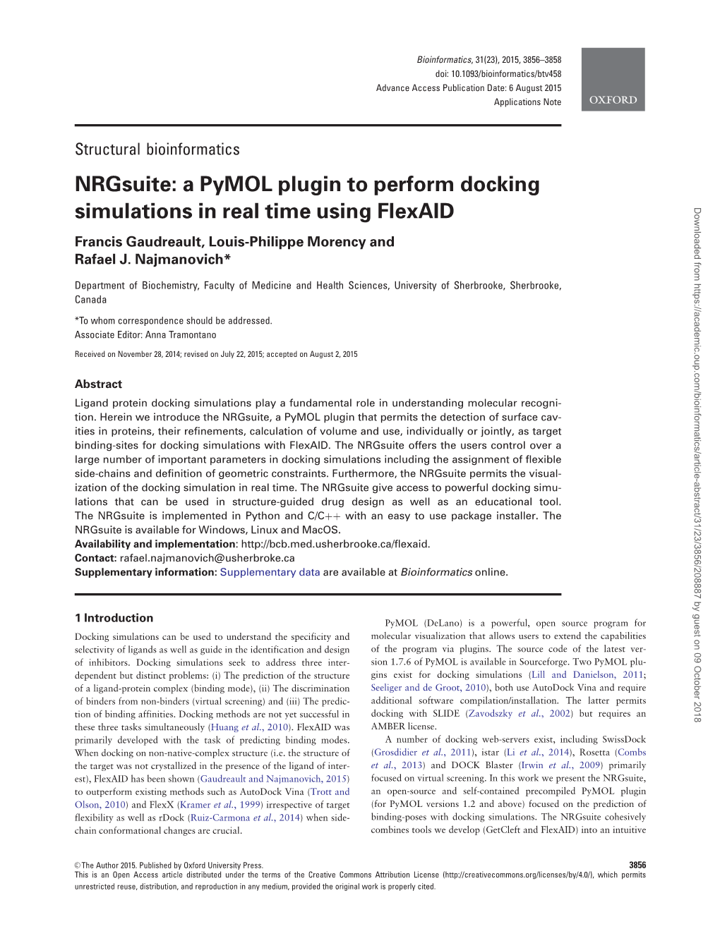 A Pymol Plugin to Perform Docking Simulations in Real Time Using Flexaid