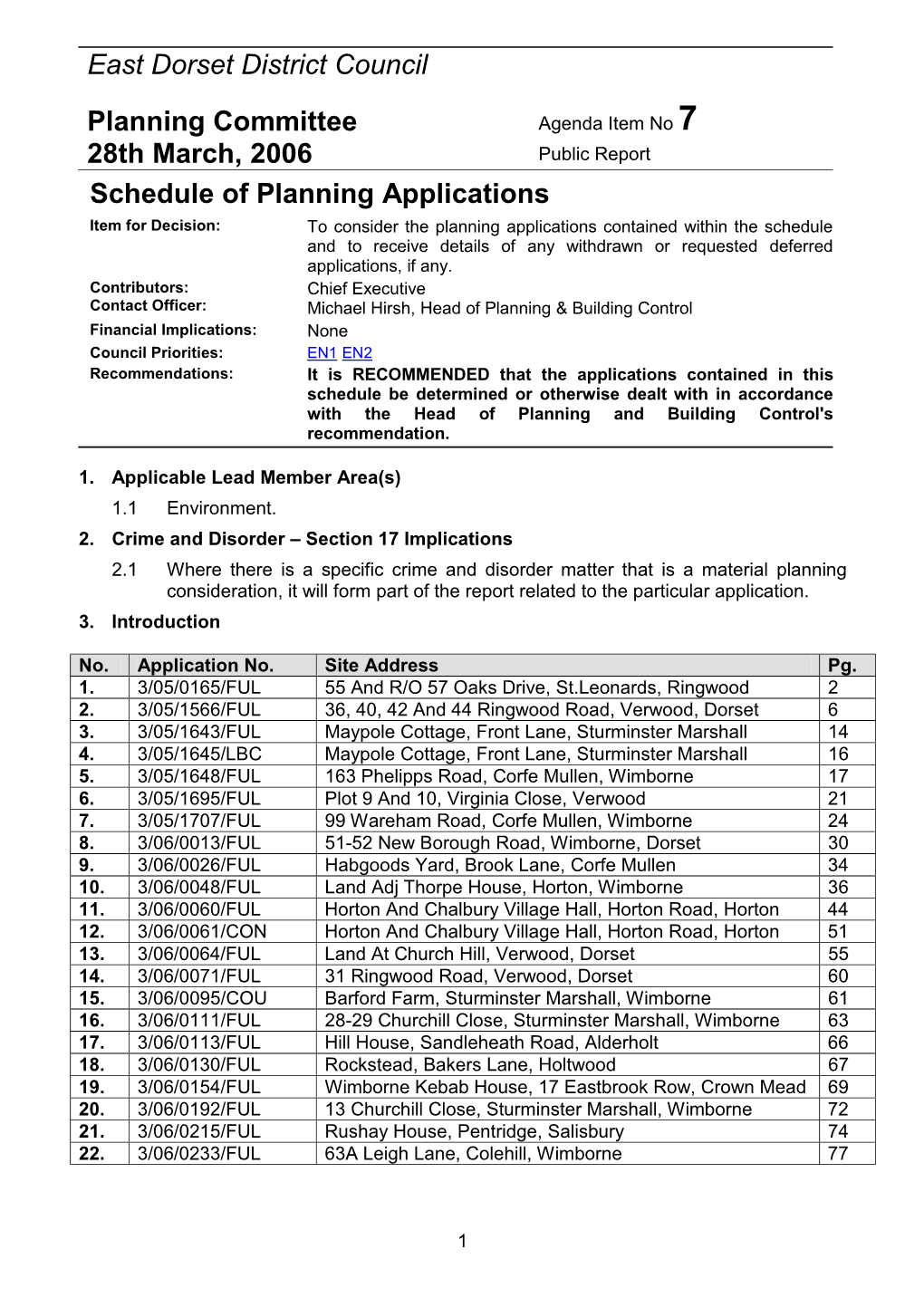 East Dorset District Council Planning Committee 28Th March, 2006