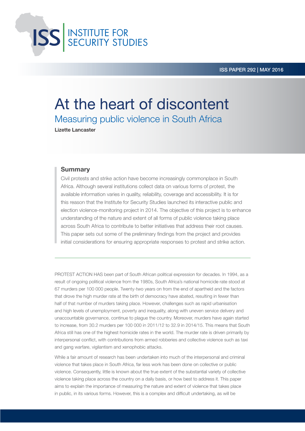 At the Heart of Discontent: Measuring Public Violence in South Africa