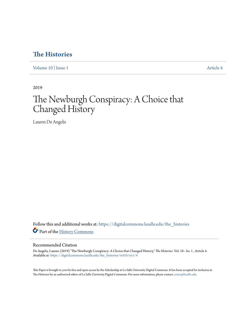 The Newburgh Conspiracy: a Choice That Changed History