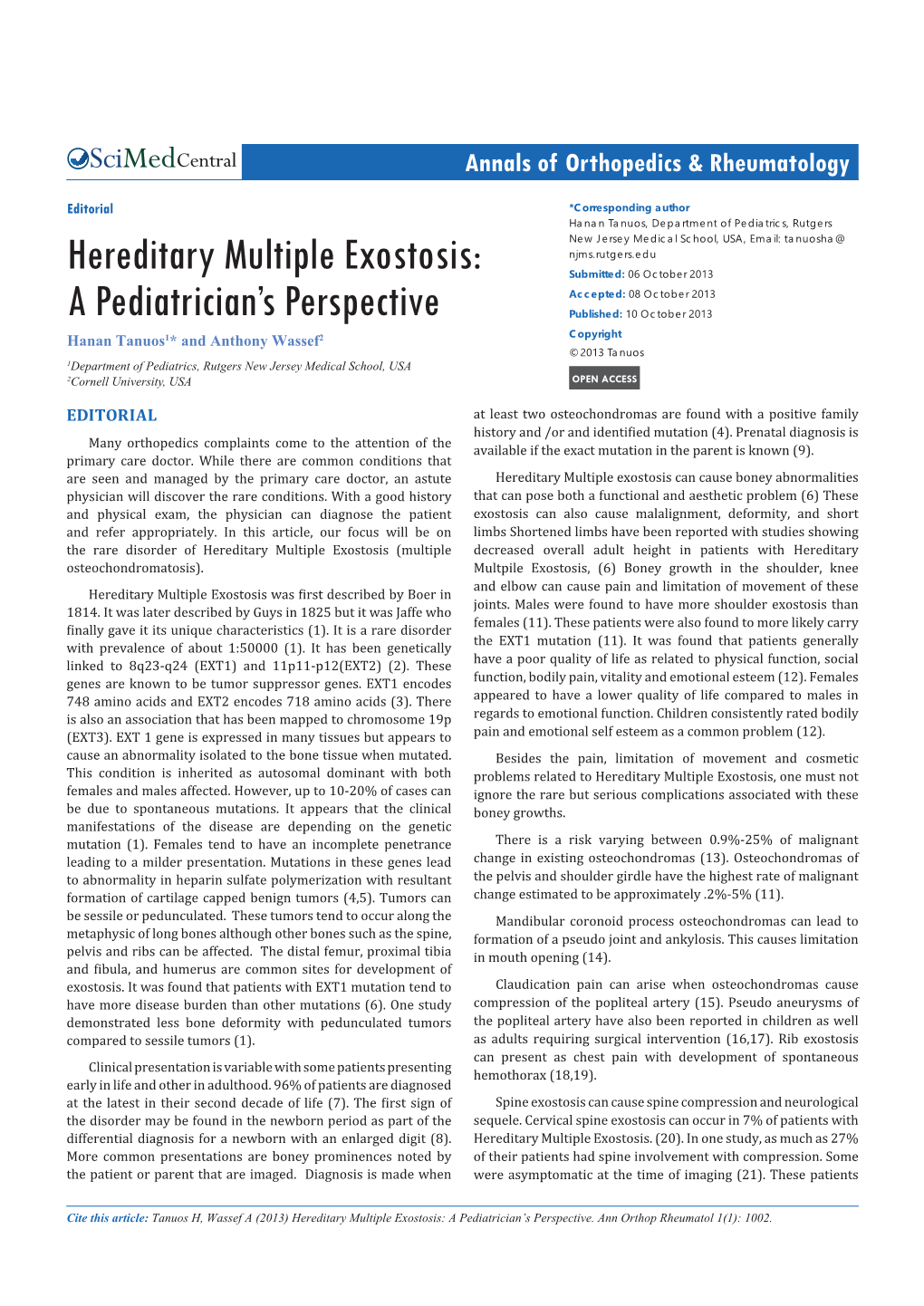 Hereditary Multiple Exostosis