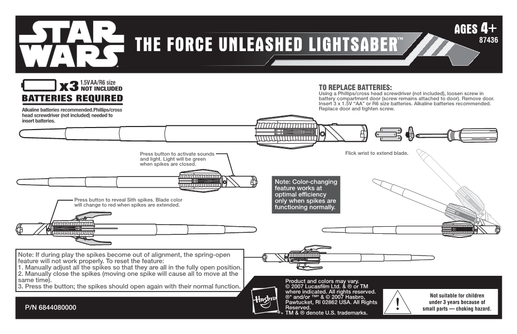 Star Wars the Force Unleashed Lightsaber Instructions