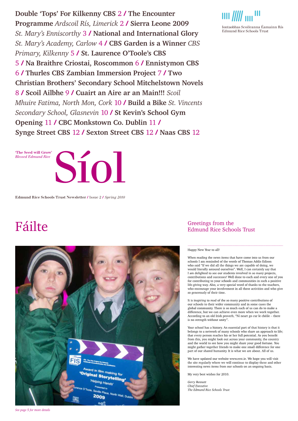 Edmund Rice Schools Trust Newsletter / Issue 2 / Spring 2010