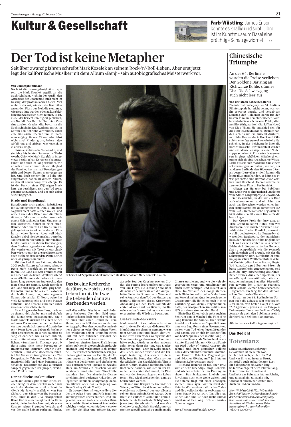 Der Tod Ist Keine Metapher Triumphe Seit Über Zwanzig Jahren Schreibt Mark Kozelek an Seinem Rock-’N’-Roll-Leben