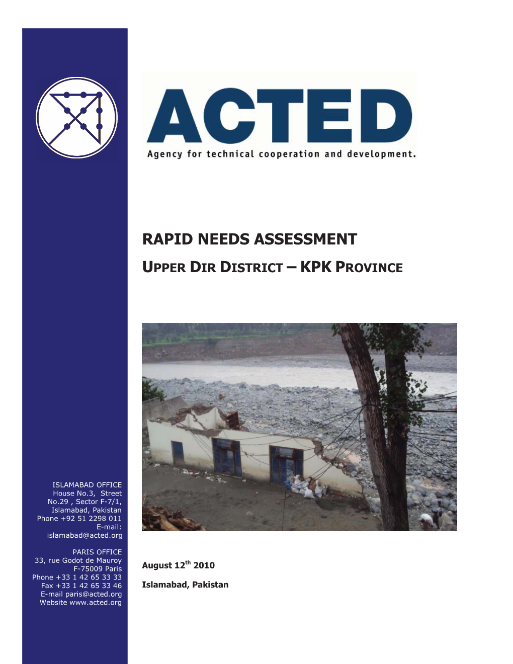 Rapid Needs Assessment Upper Dir District ± Kpk Province