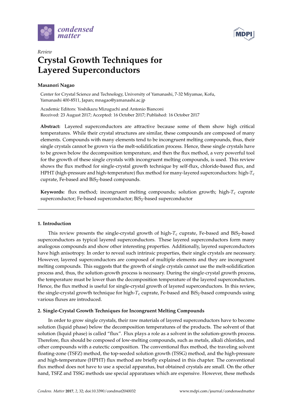 Crystal Growth Techniques for Layered Superconductors