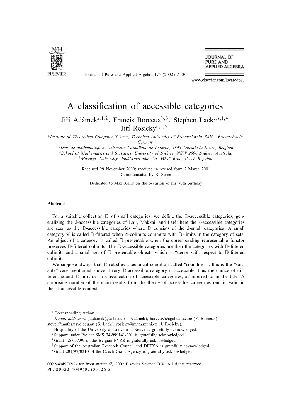 A Classification of Accessible Categories