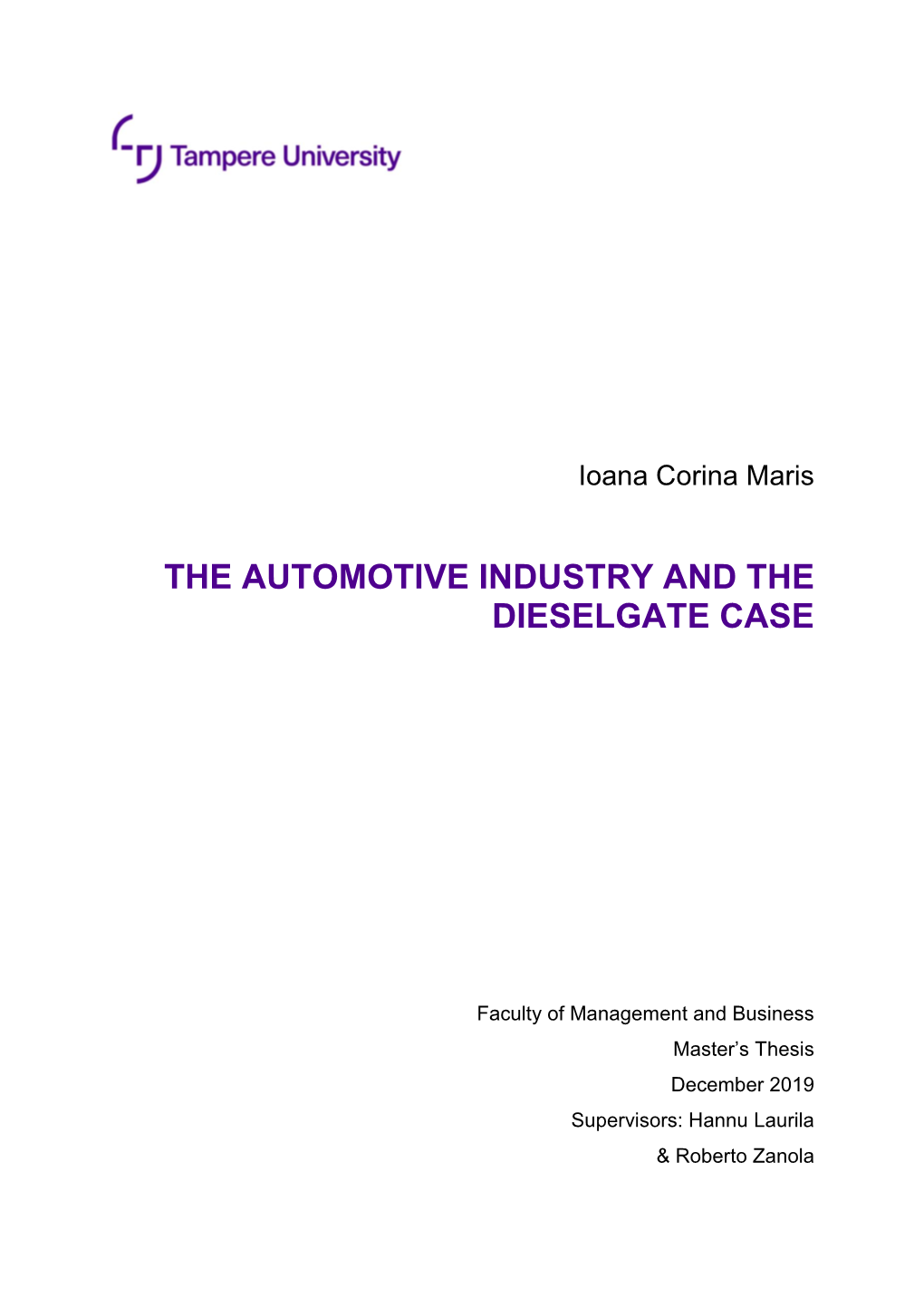 The Automotive Industry and the Dieselgate Case