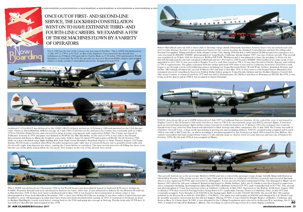 And Second-Line Service, the Lockheed Constellation Went on to Have Extensive Third- and Fourth-Line Careers