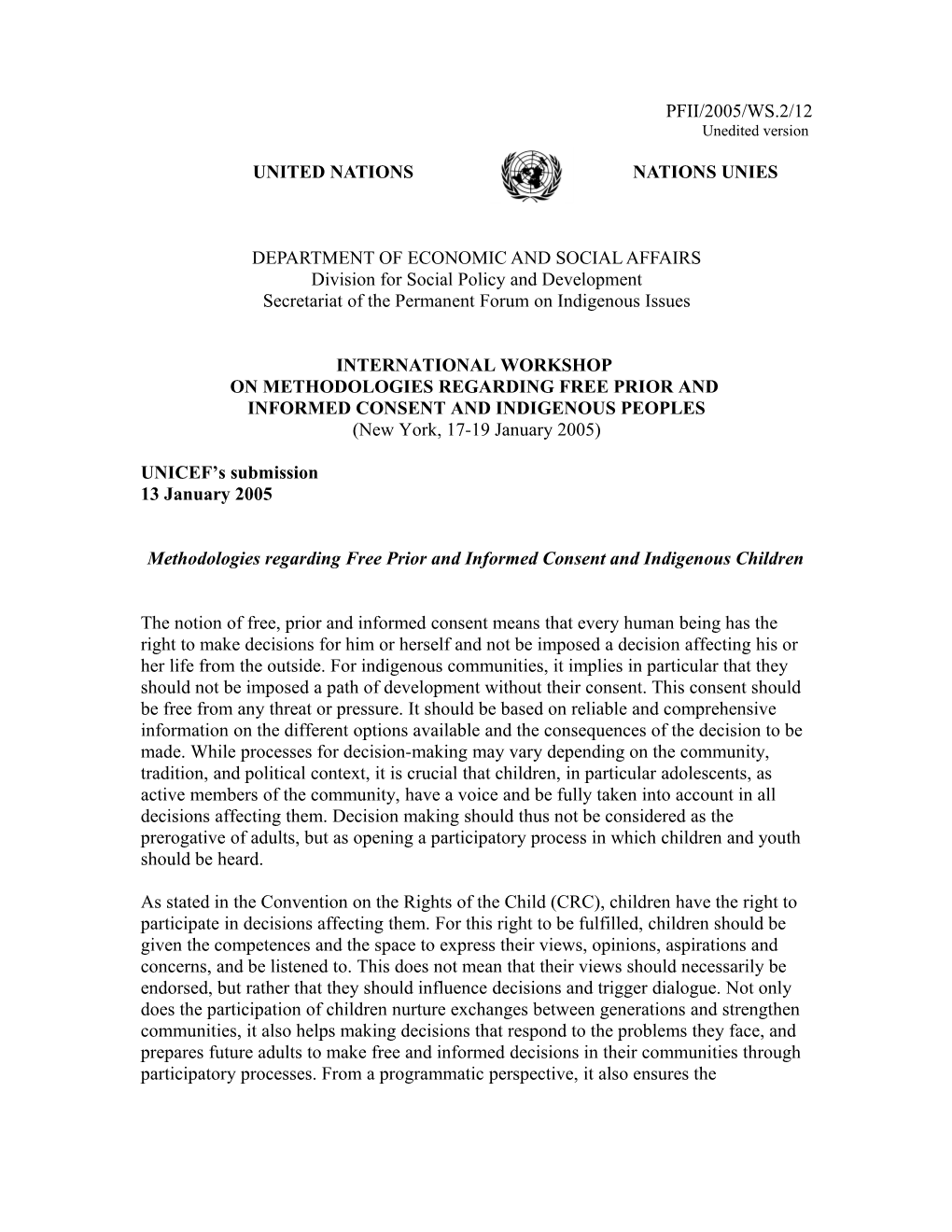 Ensuring the Free, Prior and Informed Consent of Indigenous Children