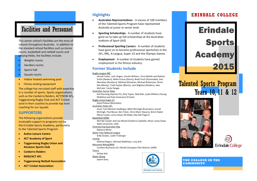 Erindale Sports Academy 2015