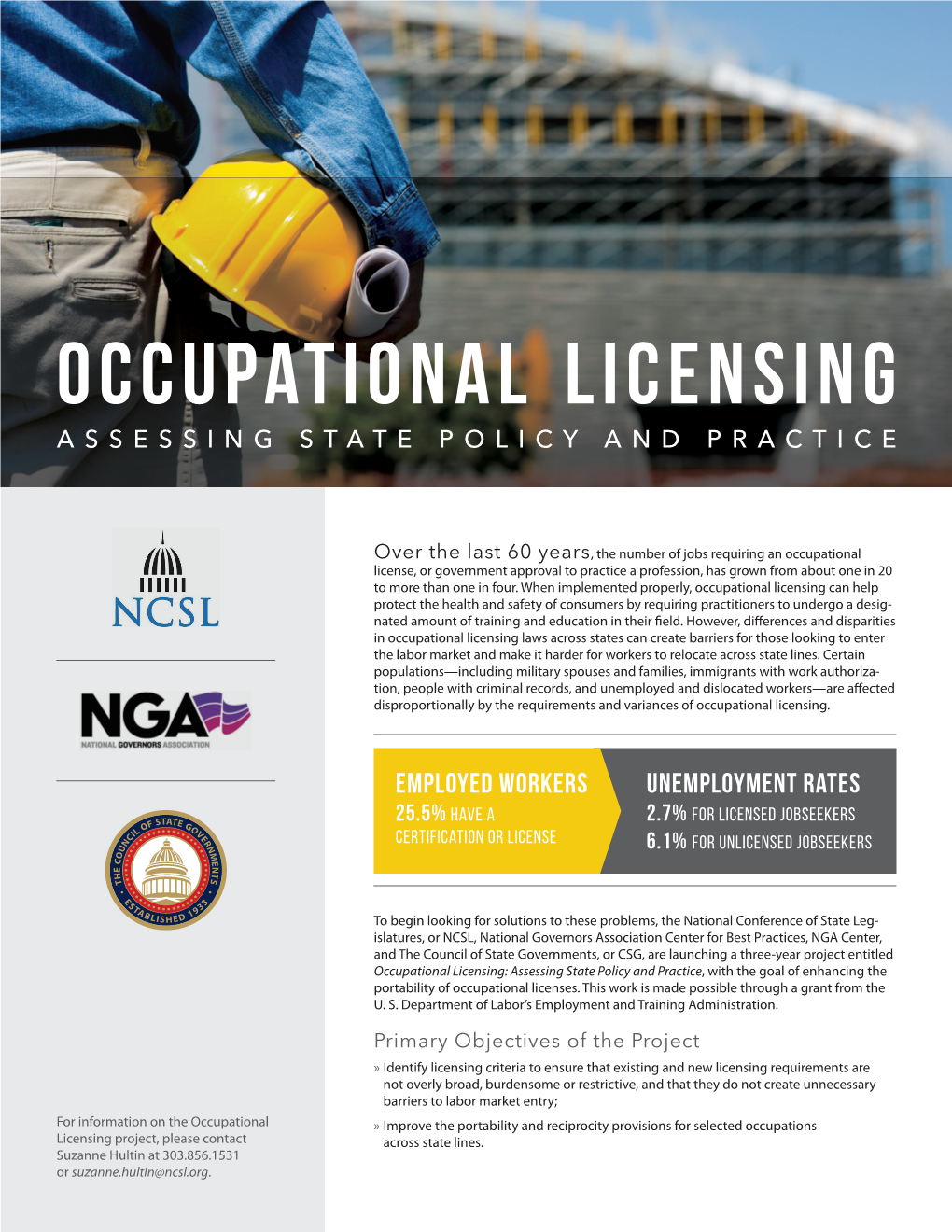 Occupational Licensing ASSESSING STATE POLICY and PRACTICE