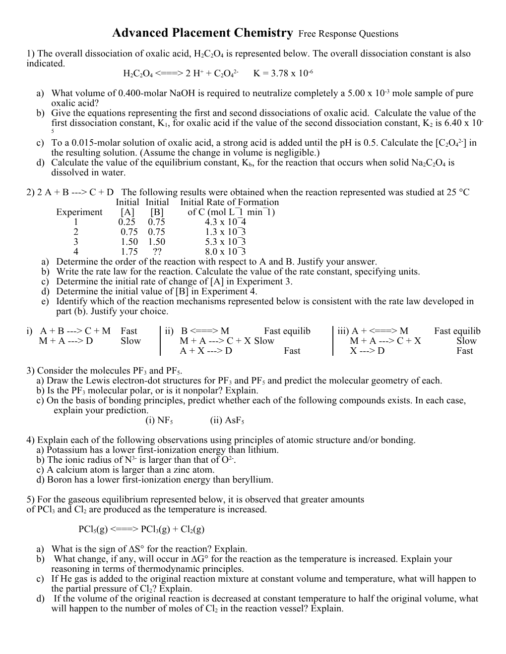 Advanced Placement Chemistry s2