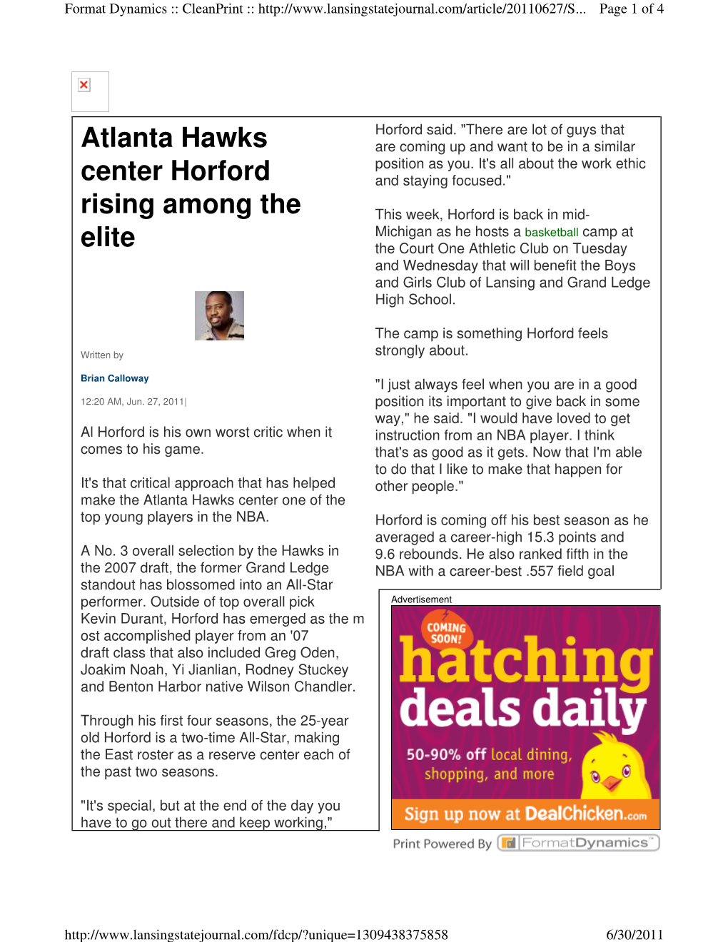 Atlanta Hawks Center Horford Rising Among the Elite