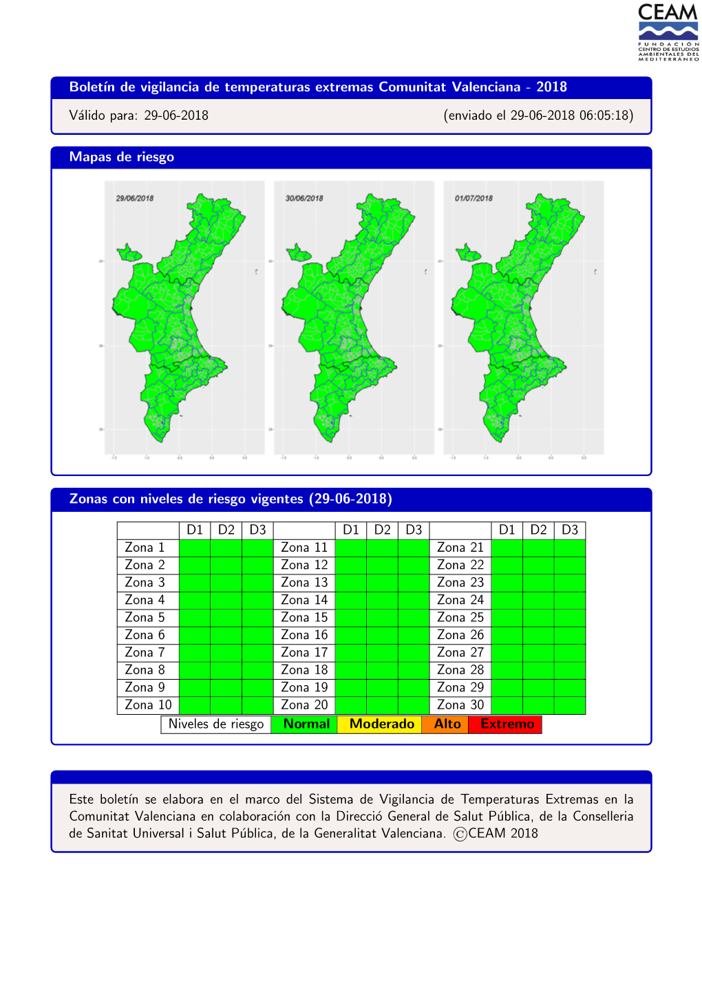 Bolet´In De Vigilancia De Temperaturas Extremas Comunitat Valenciana - 2018