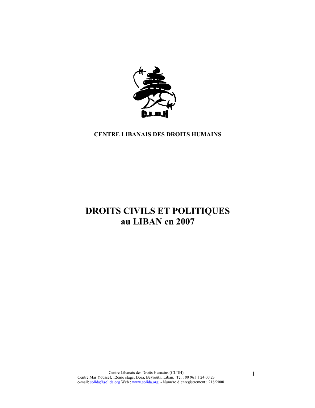 DROITS CIVILS ET POLITIQUES Au LIBAN En 2007