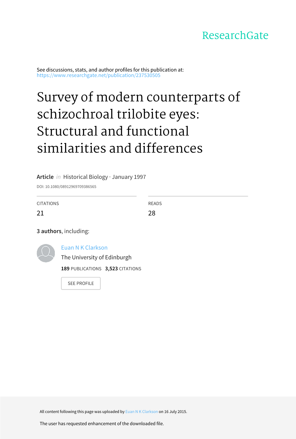 Survey of Modern Counterparts of Schizochroal Trilobite Eyes: Structural and Functional Similarities and Differences