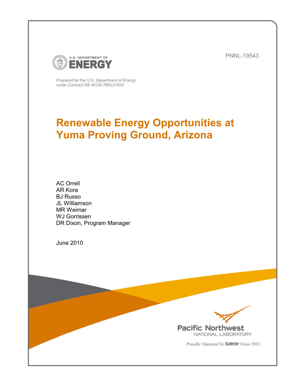 Renewable Energy Opportunities at Yuma Proving Ground, Arizona