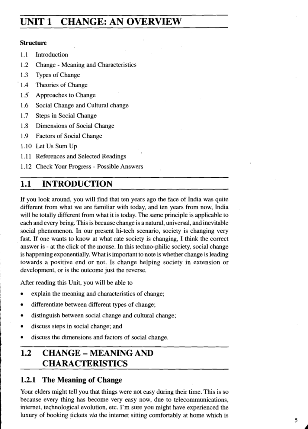 Unit 1 Change: an Overview