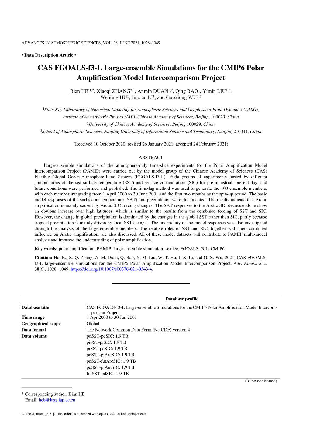 CAS FGOALS-F3-L Large-Ensemble Simulations for the CMIP6 Polar Amplification Model Intercomparison Project