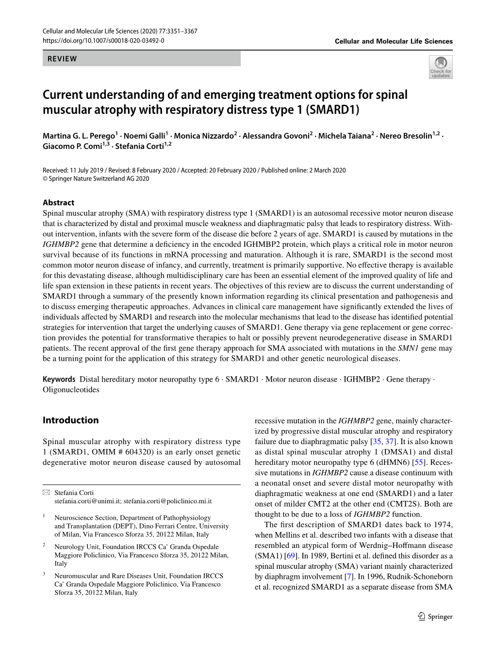 Current Understanding of and Emerging Treatment Options for Spinal Muscular Atrophy with Respiratory Distress Type 1 (SMARD1)